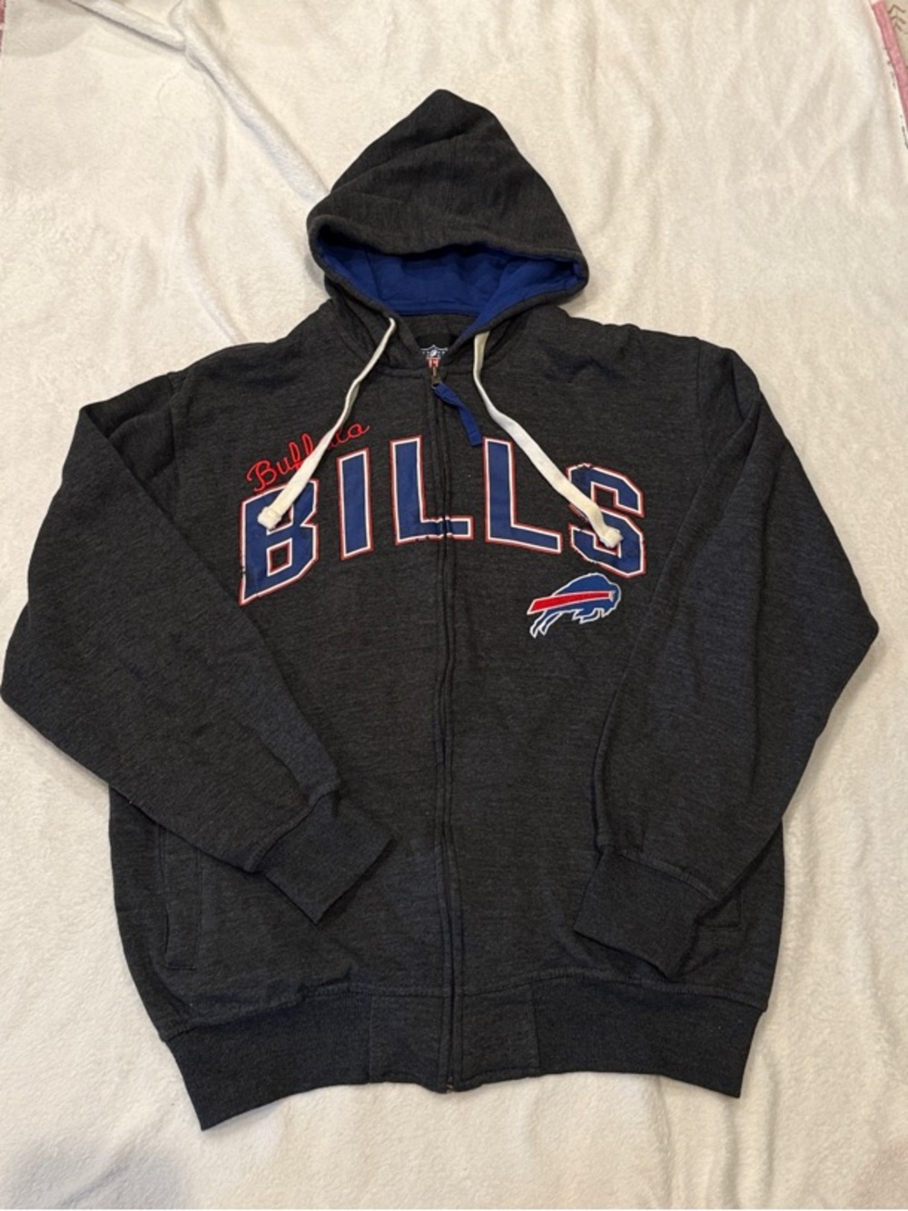 NFL Men's Buffalo Bills Charcoal Full-Zip Bills Hoodie with Blue Lining